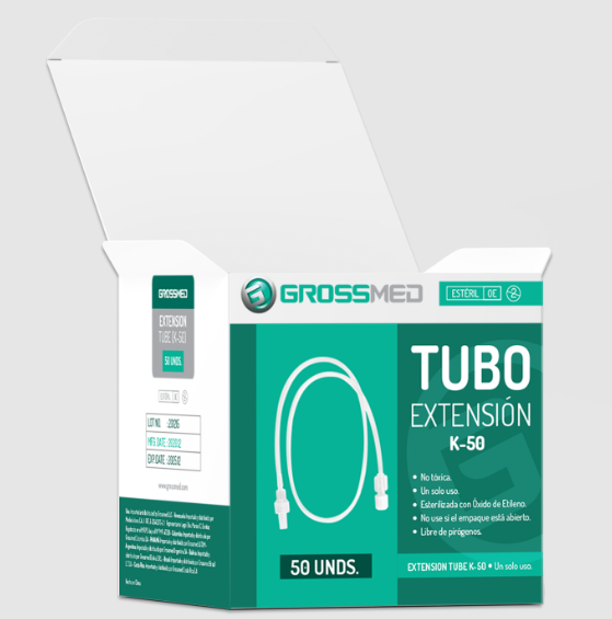 Tubo de Extension K50 Esteril Caja x 50 Unds GROSSMED