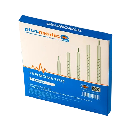 Termómetro Oral de Mercurio Caja x 12 Unds PLUSMEDIC