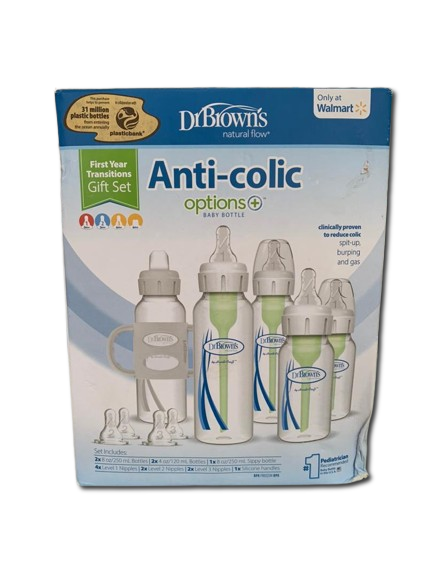 Juego De Teteros Para El Primer Año Transparente Con Gris Set De 14 Piezas DR BROWN'S