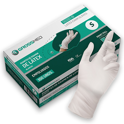 Guantes de Latex Caja x 100 Und GROSSMED Ligeramente Empolvados