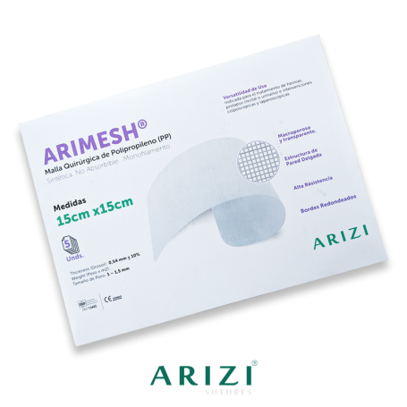 Malla Quirurgica De Polipropileno Sintetica No Absorbible 15cm x 15cm Paquete x 5 Unds ARIZI