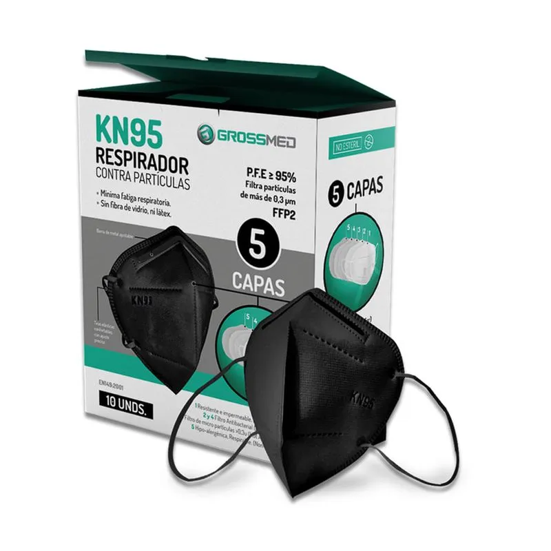 Respirador Contra Particulas KN95 Caja x 10 Unds GROSSMED 