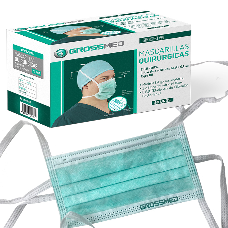Tapa Bocas Quirurgico de 4 Tiras Caja x 50 Unds GROSSMED