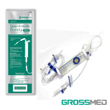 Bureta Set de Infusión Paquete x 10 Unds GROSSMED Solucet Con Cámara de Microgoteo