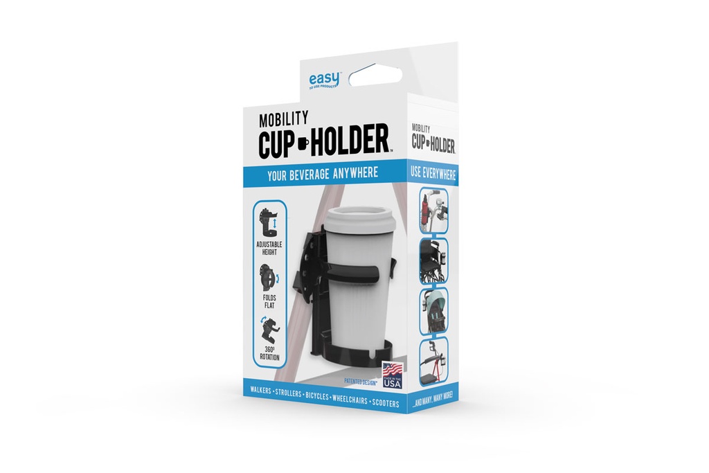 Portavasos de Movilidad Compatible con Silla de Ruedas, Andador, Andador o Scooter Negro Und EASY TO USE PRODUCTS