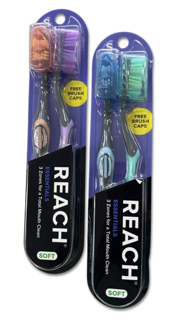 Cepillo de Dientes de Cerdas Suaves con Tapa Set De 2 Unds REACH