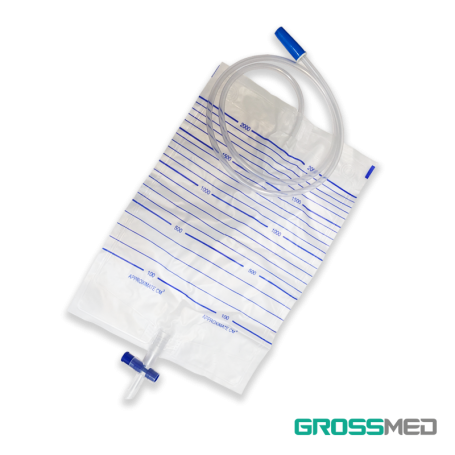 Bolsa de Orina de Adulto con Valvula T 2000ml Paquete x 10 Unds GROSSMED