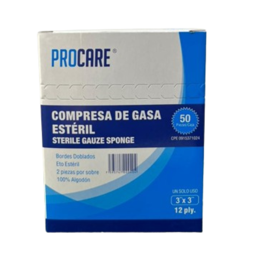 Compresa de Gasa Estéril Caja x 25 Pares PROCARE