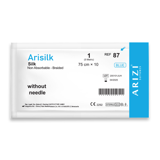 [SUT-ARI-ARI-BASE16] Sutura Arisilk 87: Seda 1 - 10x75 cm Sin Aguja Und ARIZI No Absorbible