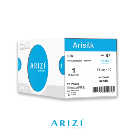 [SUT-ARI-ARI-KIT16] Sutura Arisilk 87: Seda 1 - 10x75 cm Sin Aguja Caja x 12 Unds ARIZI No Absorbible