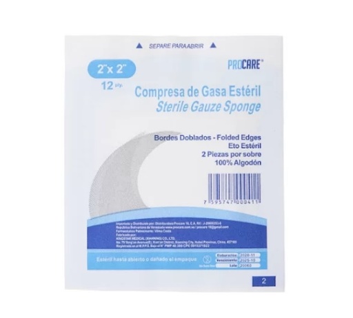 Compresa de Gasa Estéril Sobre De 2 Unds PROCARE