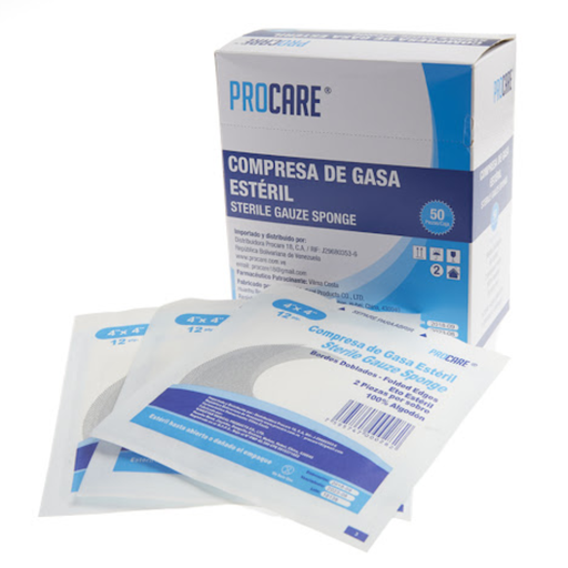 Compresa de Gasa Estéril Caja x 25 Pares PROCARE