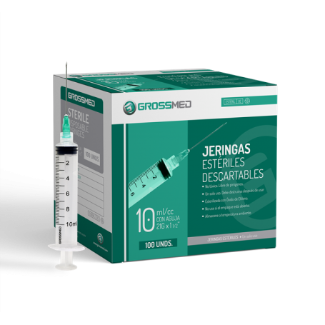 Jeringa Luer Lock Con Aguja 21Gx1 1/2" Caja x 100 Unds GROSSMED