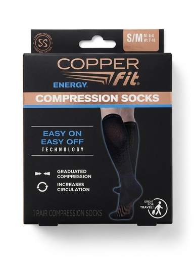 [MED-COM-COP-MC6656] Medias de Compresión Energy Talla S/M Caja COPPER FIT