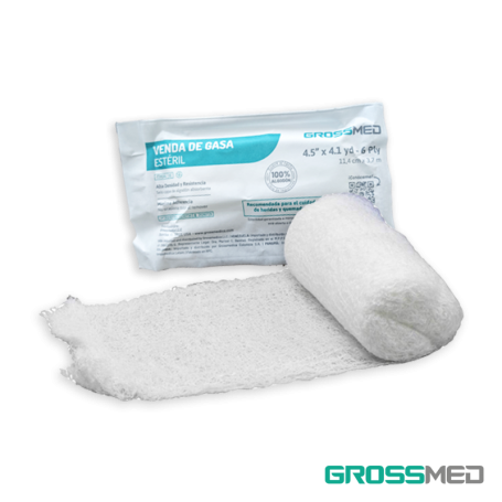 [VEN-GAS-GRO-BASE] Venda de Gasa Esteril Para Heridas y Quemaduras Und GROSSMED 45" x 4.1 yd 6ply