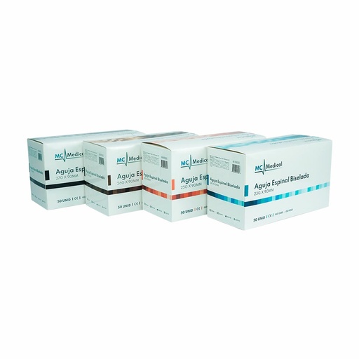Aguja Espinal Esteril Caja x 50 Unds MC MEDICAL Biselada