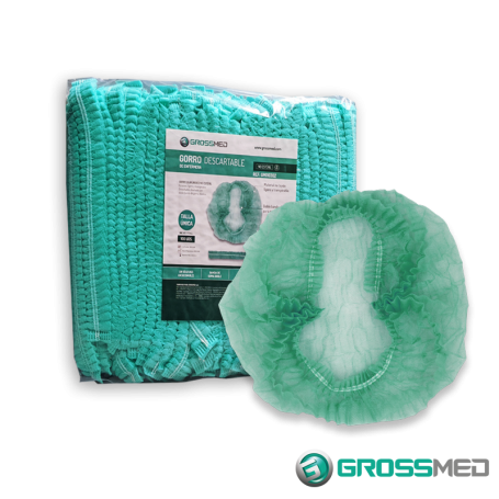 Gorro de Enfermera No Estéril Banda de Goma Doble Paquete x 100 Unds GROSSMED