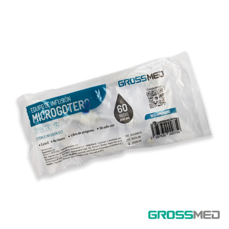 [SET-INF-GRO-BASE1] Set De Infusion Microgotero Esteril en Y 60 gotas por ml Und GROSSMED