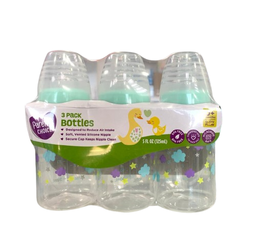 [TET-EST-PAR-BASE] Tetero estándar 5oz recién nacido de 0 meses en adelante Set De 3 Unds Multicolor PARENT'S CHOICE