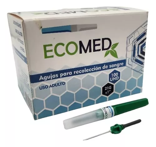 Aguja para Recolección de Sangre Caja x 100 Unds ECOMED Esteril
