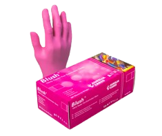 Guantes de Nitrilo Fucsia Libre de Polvo Blush Caja x 200 Unds AURELIA