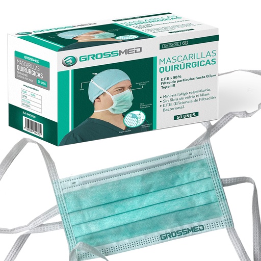 [TAP-BOC-GRO-BASE2] Tapa Bocas Quirurgico de 4 Tiras Caja x 50 Unds GROSSMED