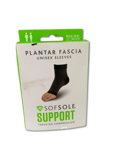 [MAN-COM-SOF-BASE] Mangas de Tobillo de Compresión Dirigidas a la Fascia Plantar para Hombre Negro Und SOFSOLE
