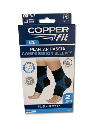 [MAN-COM-COP-BASE] Manga de Compresión de Tobillo para Fascia Plantar Talla L / XL Negro Und COPPER FIT