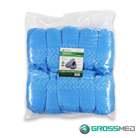 [CUB-ANT-GRO-BASE] Cubrebotas con Antideslizante No Esteril Color Azul Talla Unica Paquete x 100 Unds GROSSMED 