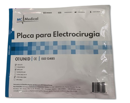 [PLA-RET-MCM-BASE] Placa de Retorno para Electrocirugia Und MC MEDICAL