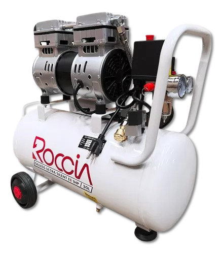 [COM-AIR-ROC-BASE] Compresor de Aire, Libre de Aceite 30 L Ultra Silente 1 HP ROCCIA