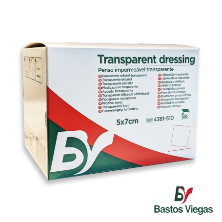 [APO-TRA-BAS-KIT] Aposito Transprente Tipo Tegaderm 5cm x 7cm Caja x 100 Unds BASTOS VIEGAS