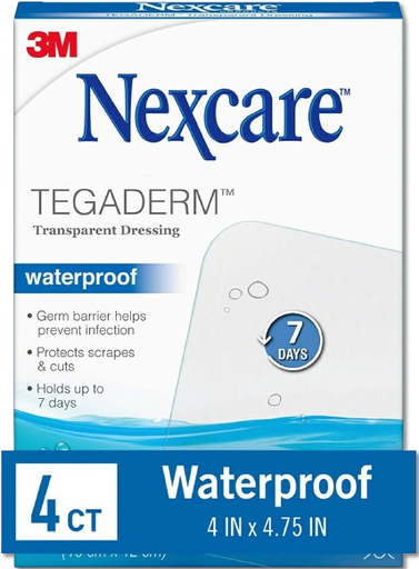 [APO-TRA-3M-KIT1] Apósito Transparente Impermeable Vendajes de Grado Hospitalario 10cm x 12cm Caja x 4 Unds NEXCARE 3M