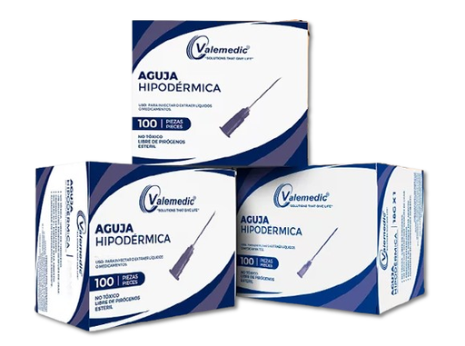 Aguja Hipodermica Esteril Caja x 100 Unds VALEMEDIC