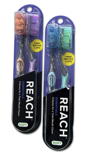 [CEP-DIE-REA-BASE] Cepillo de Dientes de Cerdas Suaves con Tapa Set De 2 Unds REACH